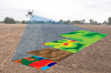 Akıllı tarım kavramı, çiftçi dron hig ile içinde kızılötesi kullanma