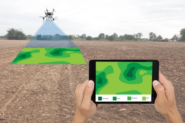 Drone para a agricultura, uso de drone para vários campos, como pesquisa — Fotografia de Stock
