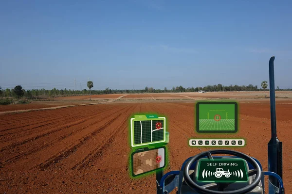 Iot Robô Indústria Inteligente Conceito Agricultura Agrônomo Industrial Agricultor Usando — Fotografia de Stock
