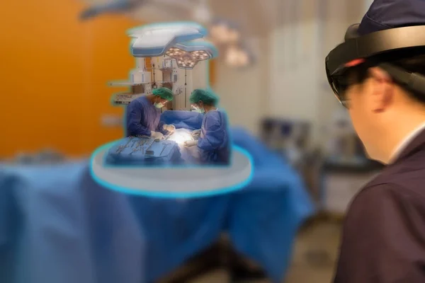 Smart Medicinsk Teknik Robot Konceptet Doctor Blurred Användning Augmented Blandat — Stockfoto