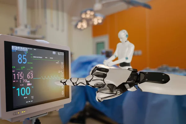 smart medical technology concept,advanced robotic surgery machine at Hospital, robotic surgery are precision, miniaturisation, smaller incisions, decreased blood loss, less pain,  quick healing time