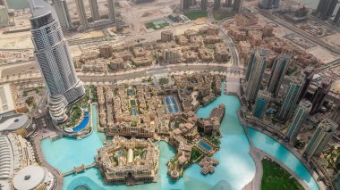 Kule Burj Halife üzerinden Dubai'ye görüntüleyin. Birleşik Arap Emirlikleri.