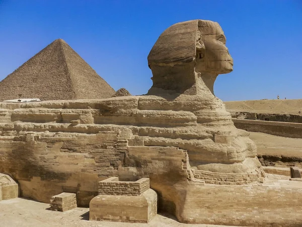 Head Sphinx Pyramids Egypt — Stock Photo, Image