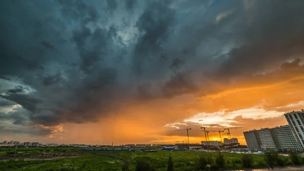 Coucher Soleil Insolite Sur Murino Saint Pétersbourg Russie — Photo