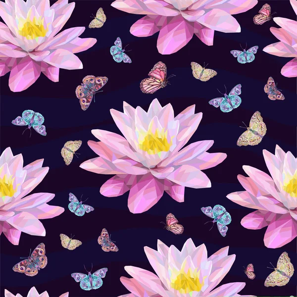 Colored abstract water lily and butterflies — Stock Photo, Image