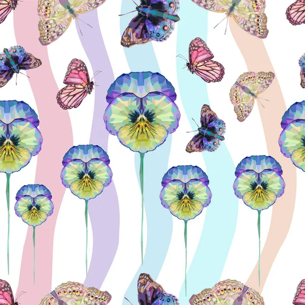Mariposas coloridas abstractas con flores — Foto de Stock