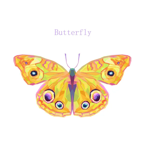 Beyaz arka plan üzerinde stilize sarı kelebek — Stok fotoğraf