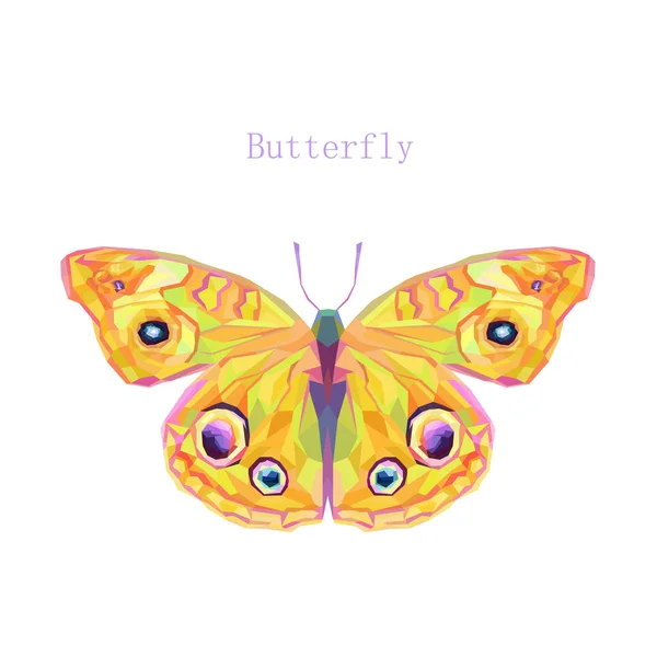 Stylized yellow butterfly on white background — Stock Vector