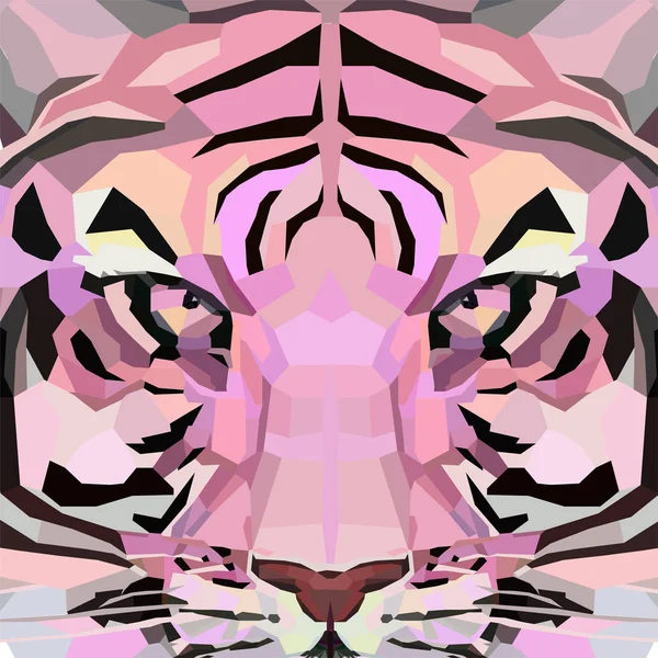 Bunte rosa Tiger Hintergrund, Low-Poly-Stil — Stockfoto