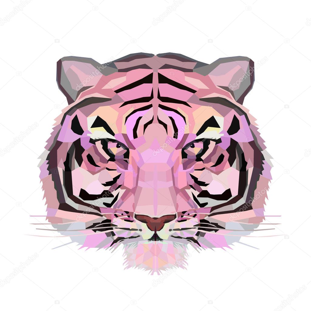 Abstract animal, pink tiger head