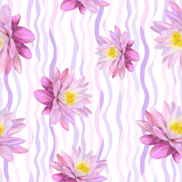 Inusual patrón sin costura floral brillante con loto — Vector de stock