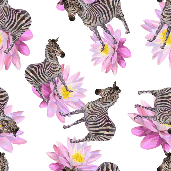 Kolorowy wzór zebra i kwiaty — Wektor stockowy