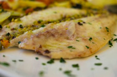 Balık fileto yakın kadar makro tabak