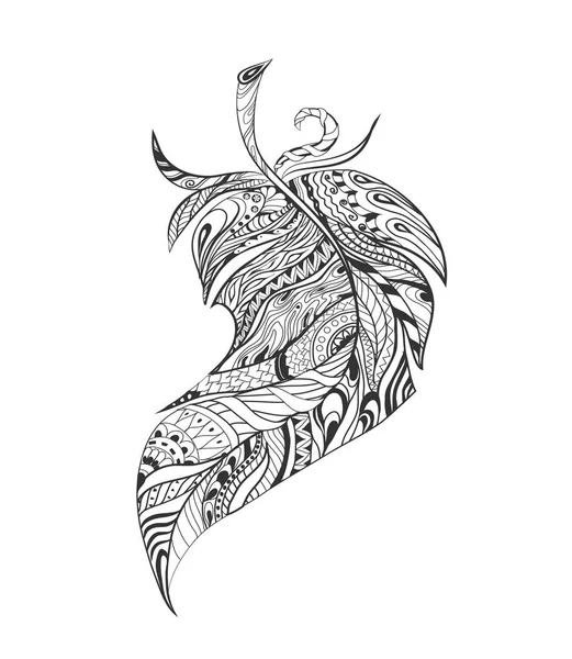 Dreamcatcher sayfa boyama için çeşitli tüyleri ile. Beyaz arka plan üzerinde yetişkin anti-stres boyama sayfası için elle çizilmiş vintage illüstrasyon. Etnik dekoratif elemanlar.