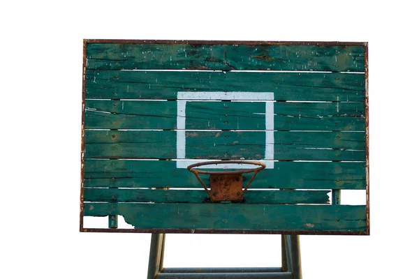 Basketbol çember, beyaz arka plan üzerinde rustik sedye.