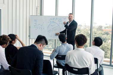 Şef bu bilgiyi çalışanlar için beyaz tahtada açıkladı..