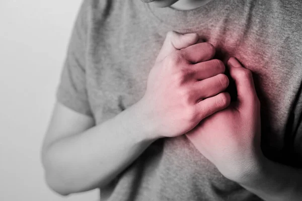 Donne Con Dolore Cuore Giovani Donne Con Malattie Cardiache Donne — Foto Stock