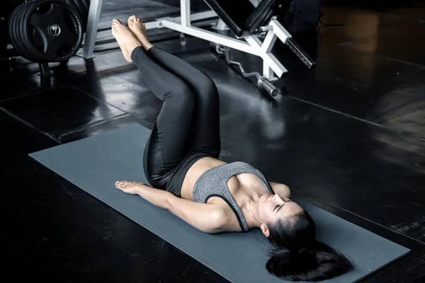 Sexy Asian Woman Playing Yoga Gym Concept Exercise Gym Woman — Stock Photo, Image