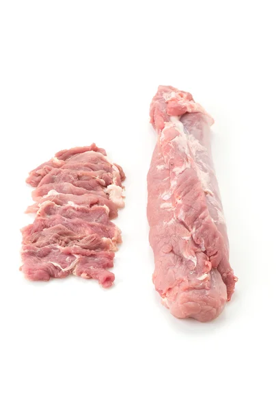 Carne de porco de fatia no fundo branco — Fotografia de Stock