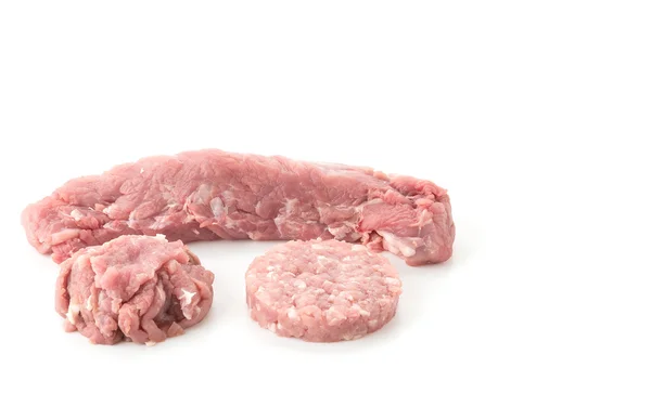 里脊肉切片和切碎的猪肉 — 图库照片
