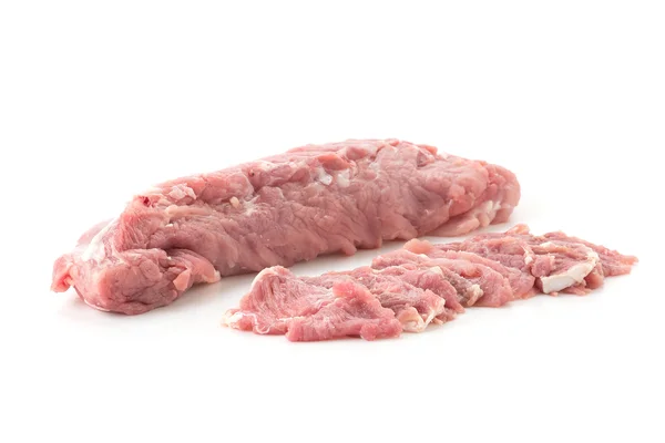 Scheibe Schweinefleisch auf weißem Hintergrund — Stockfoto