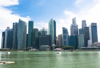 Singapore, Singapur - 16 Temmuz 2015: Şehir merkezindeki Singapur görünüm 