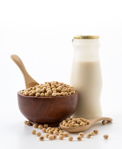 soy milk on white background