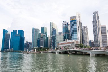 Singapore, Singapur - 17 Temmuz 2015: Şehir merkezindeki Singapur görünüm 
