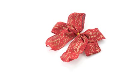 Beyaz arka planda noel yayları