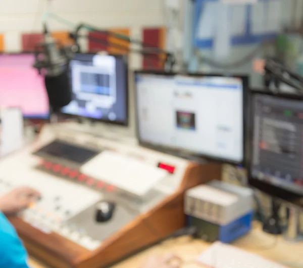 Blurred radio studio and mixer — Stock Photo, Image