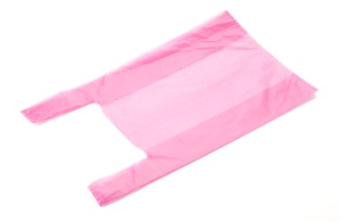 Beyaz arkaplanda plastik torba