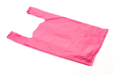 Beyaz arkaplanda plastik torba