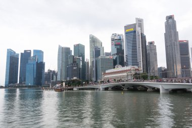 Singapore, Singapur - 17 Temmuz 2015: Şehir merkezindeki Singapur görünüm 
