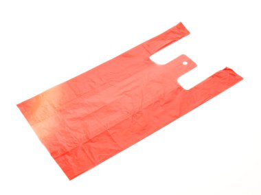 Beyaz arkaplanda plastik torba