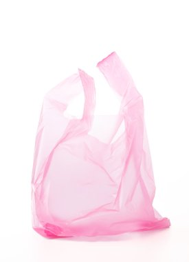 Beyaz arkaplanda plastik torba