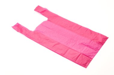 Beyaz arkaplanda plastik torba