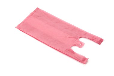 Beyaz arkaplanda plastik torba
