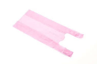 Beyaz arkaplanda plastik torba