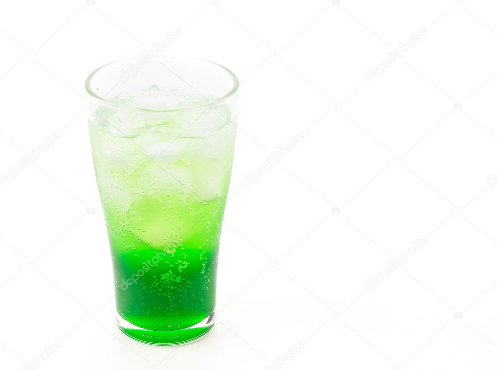 green soda on white background