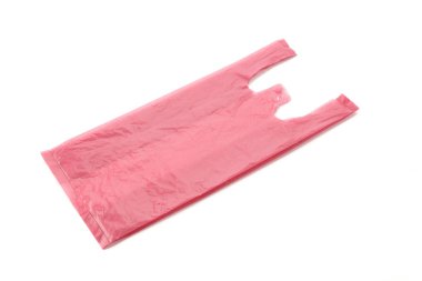 Beyaz arkaplanda plastik torba