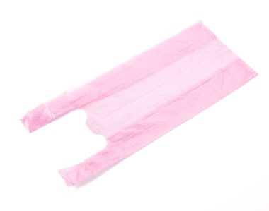 Beyaz arkaplanda plastik torba