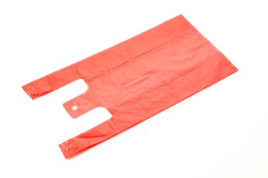 Beyaz arkaplanda plastik torba