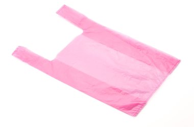 Beyaz arkaplanda plastik torba