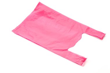 Beyaz arkaplanda plastik torba