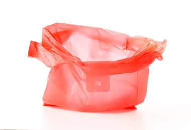 Beyaz arkaplanda plastik torba