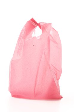 Beyaz arkaplanda plastik torba