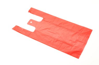 Beyaz arkaplanda plastik torba