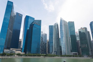 Singapore, Singapur - 16 Temmuz 2015: Şehir merkezindeki Singapur görünüm 