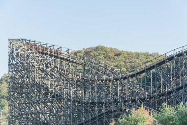 Everland, Yongin, Güney Kore - 31 Ekim 2015: ahşap structur