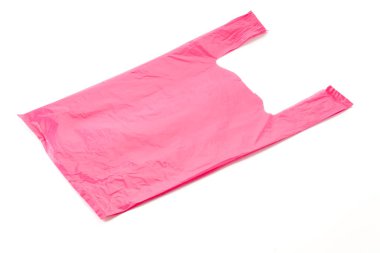 Beyaz arkaplanda plastik torba